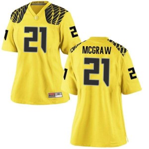 #21 Mattrell McGraw Oregon Ducks Women's Football Replica Stitched Jerseys Gold