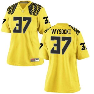 #37 Max Wysocki Oregon Ducks Women's Football Game Official Jerseys Gold