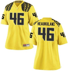 #46 Nate Heaukulani University of Oregon Women's Football Game NCAA Jersey Gold