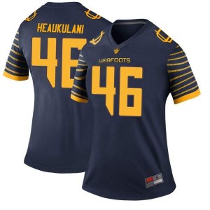 #46 Nate Heaukulani Oregon Ducks Women's Football Legend Stitched Jerseys Navy