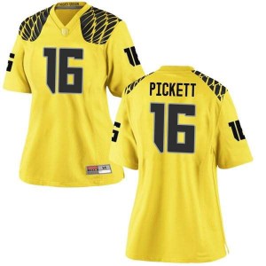 #16 Nick Pickett Ducks Women's Football Replica Embroidery Jerseys Gold