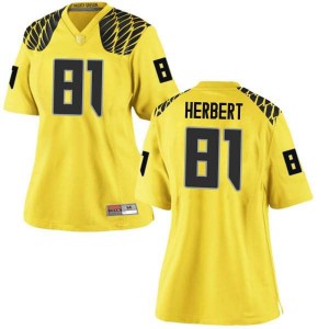#81 Patrick Herbert Oregon Ducks Women's Football Replica Stitched Jerseys Gold