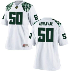 #50 Popo Aumavae Ducks Women's Football Game Stitched Jerseys White