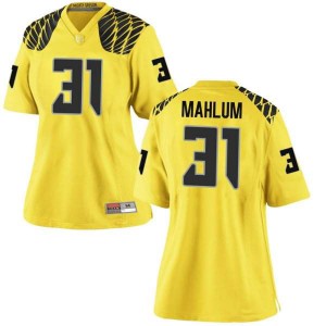 #31 Race Mahlum Ducks Women's Football Replica Player Jerseys Gold