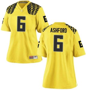 #6 Robby Ashford Ducks Women's Football Game High School Jersey Gold
