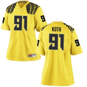#91 Taylor Koth Oregon Women's Football Game College Jersey Gold