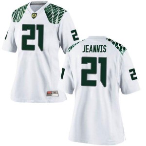 #21 Tevin Jeannis Ducks Women's Football Game Player Jerseys White
