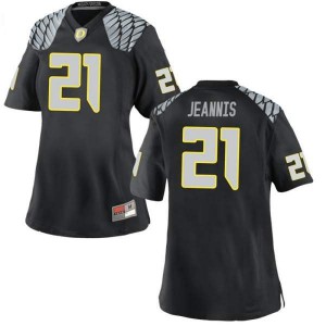 #21 Tevin Jeannis Oregon Women's Football Replica Player Jersey Black