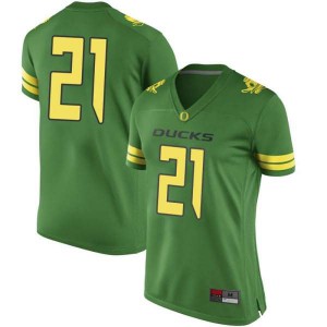#21 Tevin Jeannis University of Oregon Women's Football Replica NCAA Jersey Green