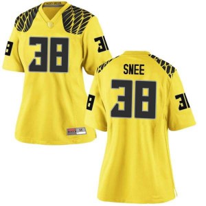 #38 Tom Snee Ducks Women's Football Replica Stitched Jersey Gold