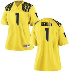 #1 Trey Benson Oregon Ducks Women's Football Game Stitched Jersey Gold