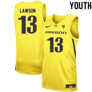 #13 Chandler Lawson Oregon Ducks Youth Basketball Embroidery Jersey Yellow