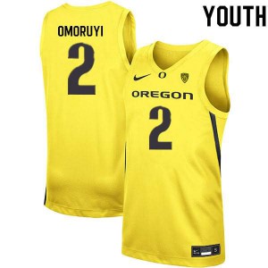 #2 Eugene Omoruyi Oregon Ducks Youth Basketball NCAA Jerseys Yellow