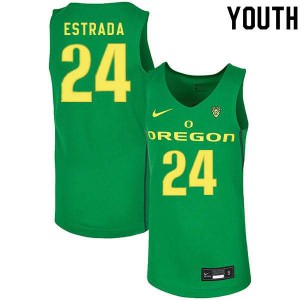 #24 Aaron Estrada Oregon Ducks Youth Basketball Embroidery Jersey Green