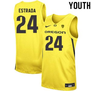 #24 Aaron Estrada Oregon Ducks Youth Basketball University Jerseys Yellow
