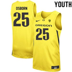 #25 Luke Osborn University of Oregon Youth Basketball Basketball Jerseys Yellow
