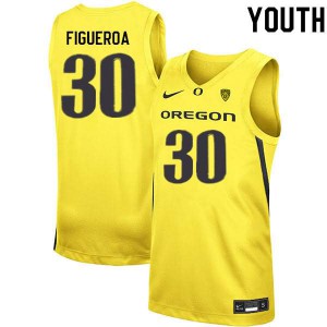 #30 LJ Figueroa University of Oregon Youth Basketball Stitched Jerseys Yellow