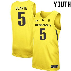 #5 Chris Duarte UO Youth Basketball Stitch Jerseys Yellow