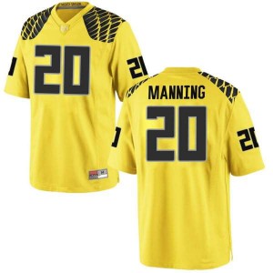 #20 Dontae Manning Oregon Ducks Youth Football Game Official Jersey Gold