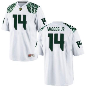 #14 Haki Woods Jr. Ducks Youth Football Game Football Jerseys White