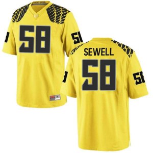 #58 Penei Sewell Oregon Ducks Youth Football Replica Embroidery Jersey Gold
